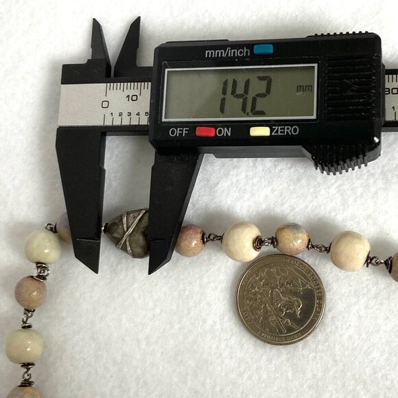 Sterling Silver 925 Italy Ceramic Beaded Pewter Heart Bow Bracelet - Picture 15 of 16